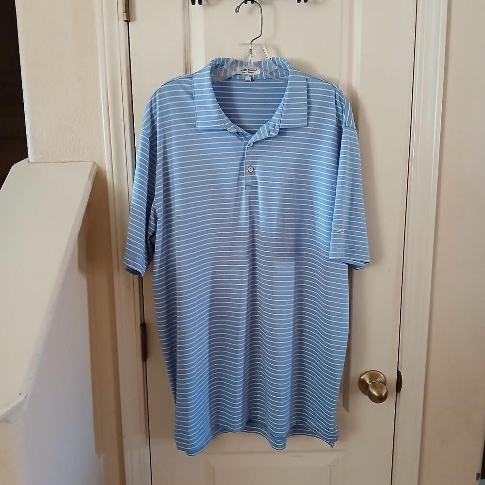 Peter Millar Southern Comfort Short-Sleeve Polo Shirt Men's XL Blue Striped Golf